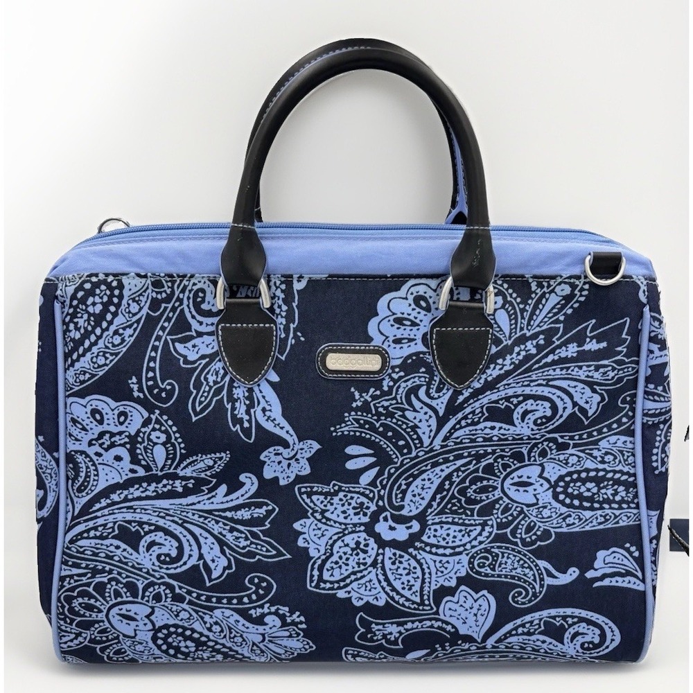 Baggallini Duffel Bag Paisley Weekender Tote Soho Style Navy Periwinkle Travel